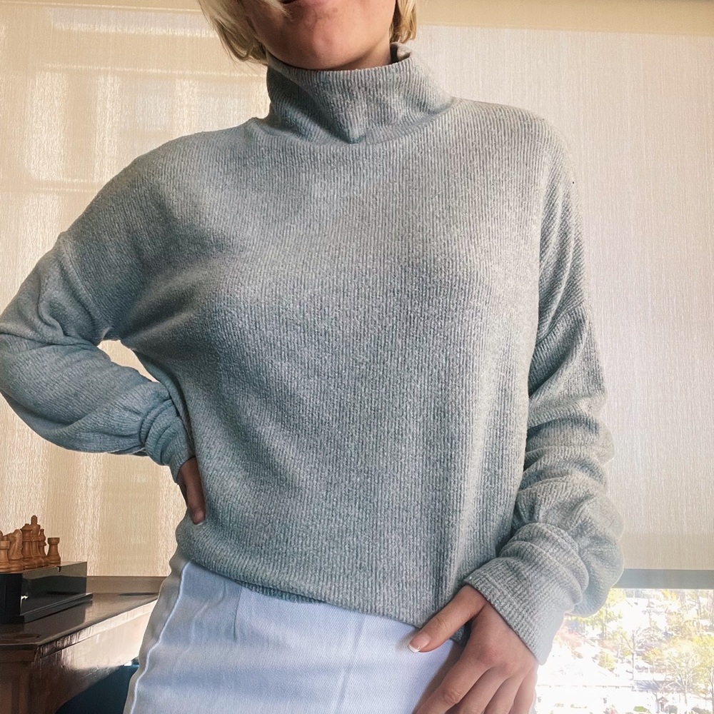 Gray Turtleneck Sweater
